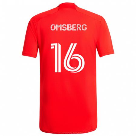 Kandiny Niño Camiseta Wyatt Omsberg #16 Rojo Blanco 1ª Equipación 2024/25 La Camisa Chile