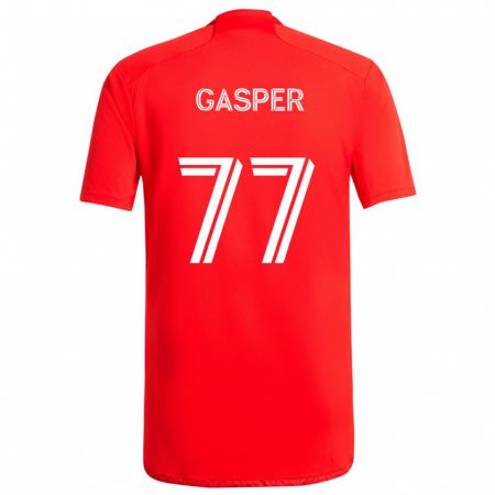 Kandiny Niño Camiseta Chase Gasper #77 Rojo Blanco 1ª Equipación 2024/25 La Camisa Chile