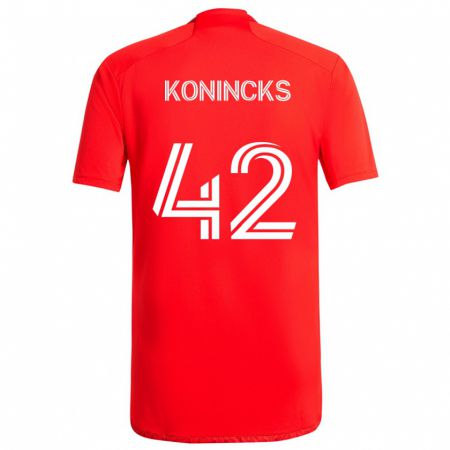 Kandiny Niño Camiseta Diego Konincks #42 Rojo Blanco 1ª Equipación 2024/25 La Camisa Chile