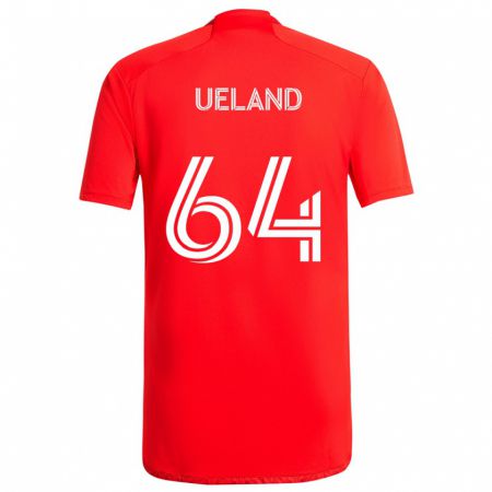 Kandiny Niño Camiseta Andreas Ueland #64 Rojo Blanco 1ª Equipación 2024/25 La Camisa Chile