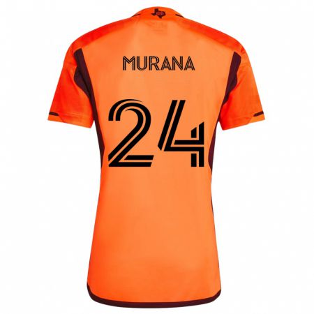 Kandiny Niño Camiseta Mujeeb Murana #24 Naranja Negro 1ª Equipación 2024/25 La Camisa Chile