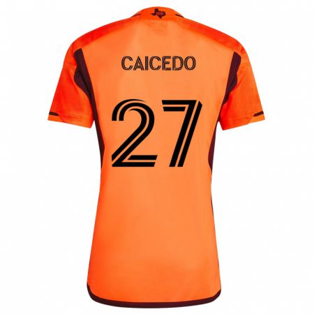 Kandiny Niño Camiseta Luis Caicedo #27 Naranja Negro 1ª Equipación 2024/25 La Camisa Chile