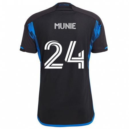 Kandiny Niño Camiseta Daniel Munie #24 Azul Negro 1ª Equipación 2024/25 La Camisa Chile