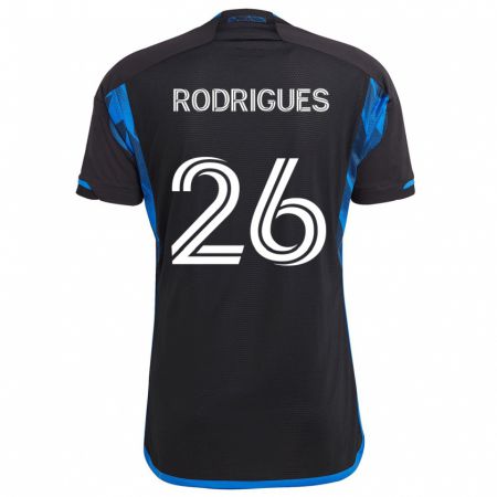 Kandiny Niño Camiseta Rodrigues #26 Azul Negro 1ª Equipación 2024/25 La Camisa Chile