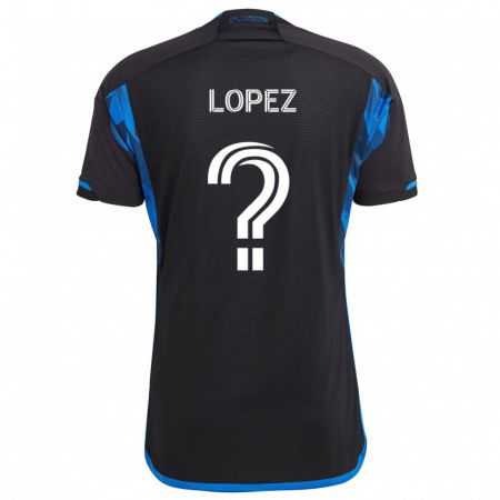 Kandiny Niño Camiseta Mateo Lopez #0 Azul Negro 1ª Equipación 2024/25 La Camisa Chile