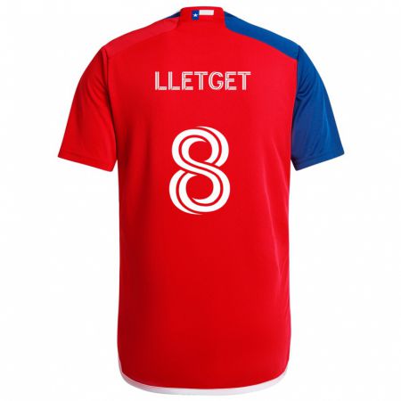 Kandiny Niño Camiseta Sebastian Lletget #8 Azul Rojo 1ª Equipación 2024/25 La Camisa Chile