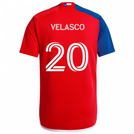 Kandiny Niño Camiseta Alan Velasco #20 Azul Rojo 1ª Equipación 2024/25 La Camisa Chile