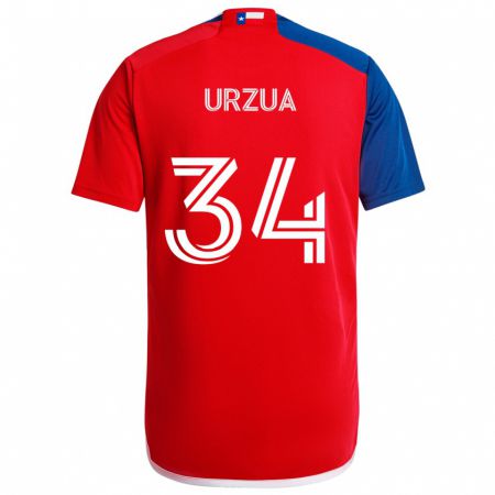 Kandiny Niño Camiseta Alejandro Urzua #34 Azul Rojo 1ª Equipación 2024/25 La Camisa Chile