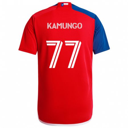 Kandiny Niño Camiseta Bernard Kamungo #77 Azul Rojo 1ª Equipación 2024/25 La Camisa Chile