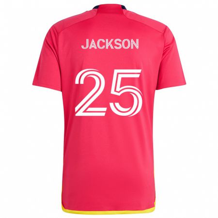 Kandiny Niño Camiseta Aziel Jackson #25 Rojo Azul 1ª Equipación 2024/25 La Camisa Chile