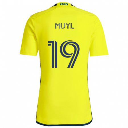 Kandiny Niño Camiseta Alex Muyl #19 Amarillo Azul 1ª Equipación 2024/25 La Camisa Chile