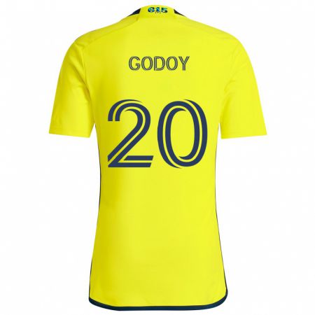 Kandiny Niño Camiseta Aníbal Godoy #20 Amarillo Azul 1ª Equipación 2024/25 La Camisa Chile