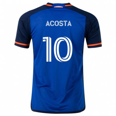 Kandiny Niño Camiseta Luciano Acosta #10 Azul Blanco 1ª Equipación 2024/25 La Camisa Chile