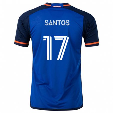 Kandiny Niño Camiseta Sergio Santos #17 Azul Blanco 1ª Equipación 2024/25 La Camisa Chile