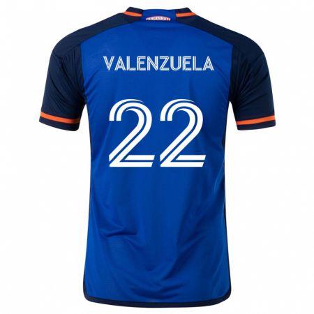 Kandiny Niño Camiseta Gerardo Valenzuela #22 Azul Blanco 1ª Equipación 2024/25 La Camisa Chile