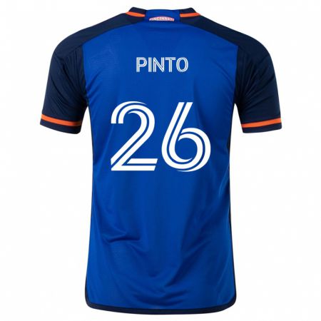 Kandiny Niño Camiseta Malik Pinto #26 Azul Blanco 1ª Equipación 2024/25 La Camisa Chile