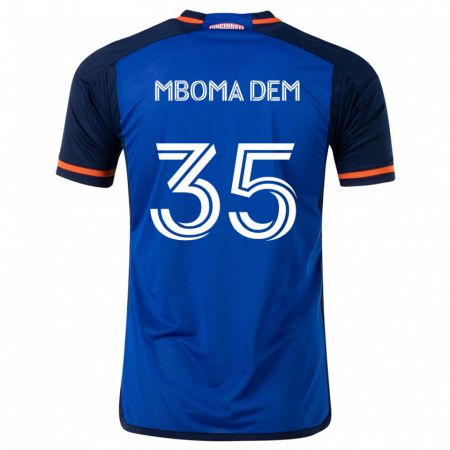 Kandiny Niño Camiseta Kenji Mboma Dem #35 Azul Blanco 1ª Equipación 2024/25 La Camisa Chile