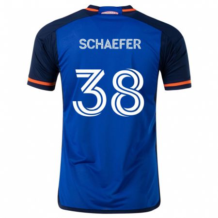 Kandiny Niño Camiseta Brian Schaefer #38 Azul Blanco 1ª Equipación 2024/25 La Camisa Chile