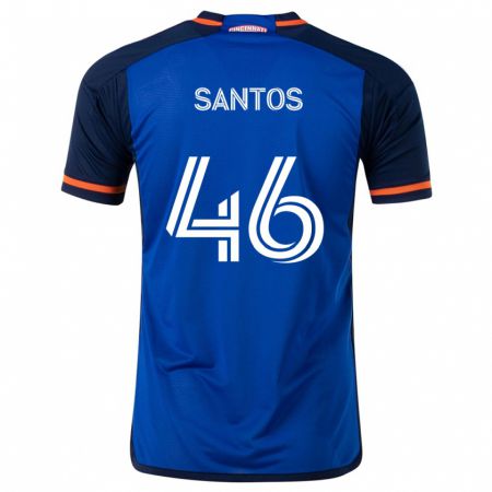 Kandiny Niño Camiseta Guilherme Santos #46 Azul Blanco 1ª Equipación 2024/25 La Camisa Chile