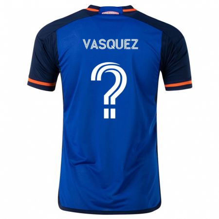 Kandiny Niño Camiseta Bryan Vásquez #0 Azul Blanco 1ª Equipación 2024/25 La Camisa Chile