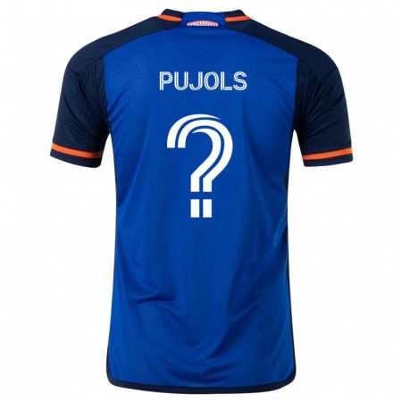 Kandiny Niño Camiseta Pablo Pujols #0 Azul Blanco 1ª Equipación 2024/25 La Camisa Chile