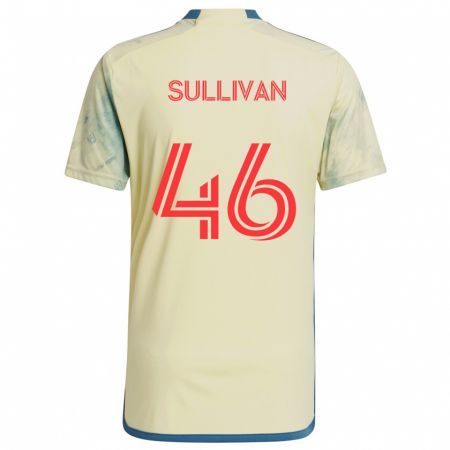 Kandiny Niño Camiseta Dylan Sullivan #46 Amarillo Rojo Azul 1ª Equipación 2024/25 La Camisa Chile