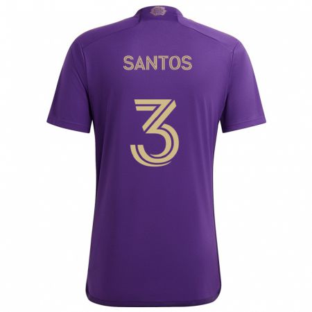 Kandiny Niño Camiseta Rafael Santos #3 Púrpura Amarillo 1ª Equipación 2024/25 La Camisa Chile