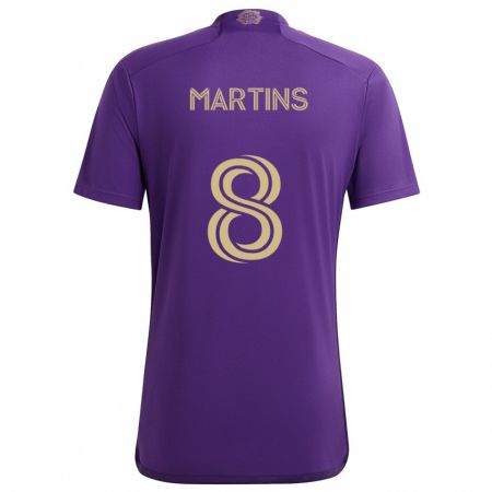 Kandiny Niño Camiseta Felipe Martins #8 Púrpura Amarillo 1ª Equipación 2024/25 La Camisa Chile