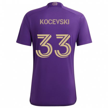 Kandiny Niño Camiseta Jeorgio Kocevski #33 Púrpura Amarillo 1ª Equipación 2024/25 La Camisa Chile