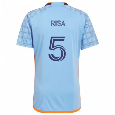 Kandiny Niño Camiseta Birk Risa #5 Azul Naranja 1ª Equipación 2024/25 La Camisa Chile