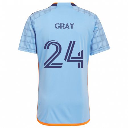 Kandiny Niño Camiseta Tayvon Gray #24 Azul Naranja 1ª Equipación 2024/25 La Camisa Chile