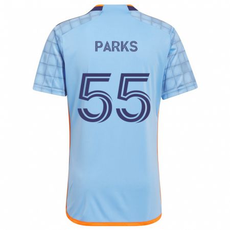 Kandiny Niño Camiseta Keaton Parks #55 Azul Naranja 1ª Equipación 2024/25 La Camisa Chile