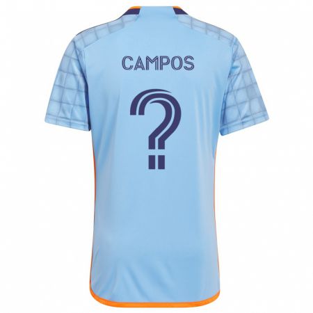 Kandiny Niño Camiseta Adonis Campos #0 Azul Naranja 1ª Equipación 2024/25 La Camisa Chile