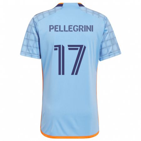 Kandiny Niño Camiseta Matías Pellegrini #17 Azul Naranja 1ª Equipación 2024/25 La Camisa Chile