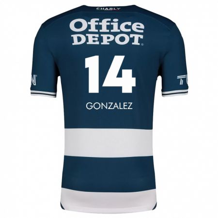 Kandiny Niño Camiseta Arturo González #14 Azul Blanco 1ª Equipación 2024/25 La Camisa Chile