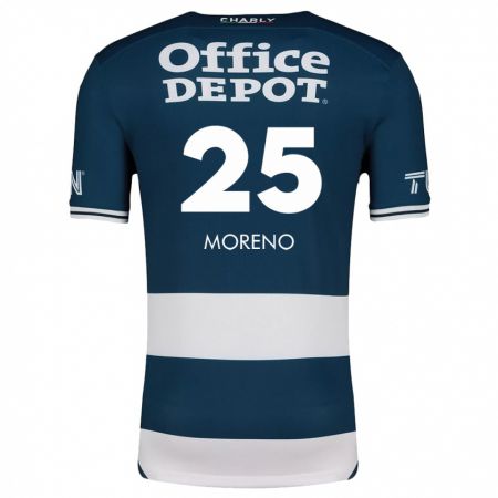 Kandiny Niño Camiseta Carlos Moreno #25 Azul Blanco 1ª Equipación 2024/25 La Camisa Chile