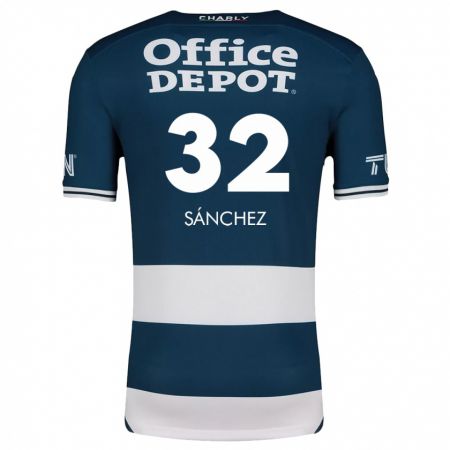 Kandiny Niño Camiseta Carlos Sánchez #32 Azul Blanco 1ª Equipación 2024/25 La Camisa Chile