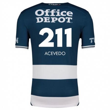 Kandiny Niño Camiseta Gerardo Acevedo #211 Azul Blanco 1ª Equipación 2024/25 La Camisa Chile