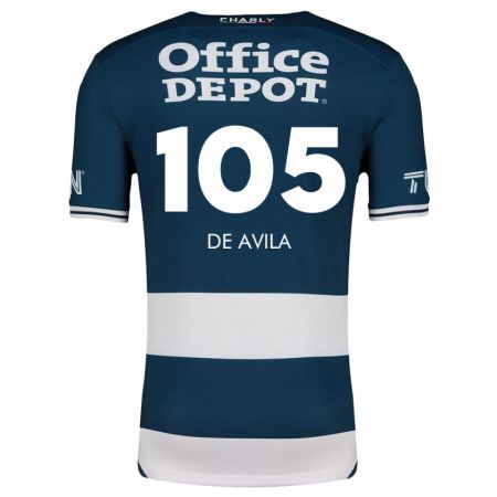 Kandiny Niño Camiseta José De Ávila #105 Azul Blanco 1ª Equipación 2024/25 La Camisa Chile