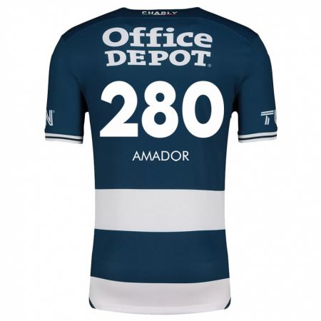 Kandiny Niño Camiseta Santiago Amador #280 Azul Blanco 1ª Equipación 2024/25 La Camisa Chile