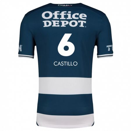 Kandiny Niño Camiseta Byron Castillo #6 Azul Blanco 1ª Equipación 2024/25 La Camisa Chile