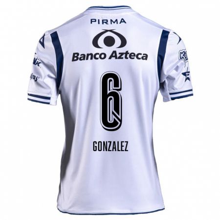 Kandiny Niño Camiseta Pablo González #6 Blanco Azul Marino 1ª Equipación 2024/25 La Camisa Chile