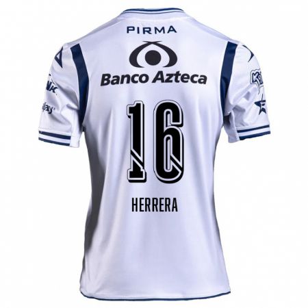 Kandiny Niño Camiseta Alberto Herrera #16 Blanco Azul Marino 1ª Equipación 2024/25 La Camisa Chile