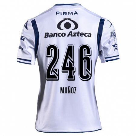 Kandiny Niño Camiseta Zamier Muñoz #246 Blanco Azul Marino 1ª Equipación 2024/25 La Camisa Chile