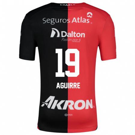 Kandiny Niño Camiseta Eduardo Aguirre #19 Negro Rojo 1ª Equipación 2024/25 La Camisa Chile