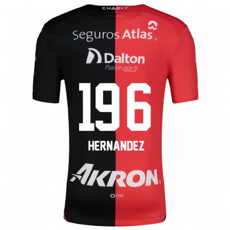 Kandiny Niño Camiseta Miguel Hernández #196 Negro Rojo 1ª Equipación 2024/25 La Camisa Chile