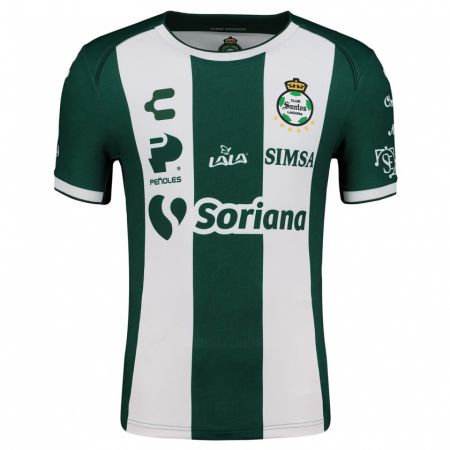 Kandiny Niño Camiseta Leonardo Martinez #355 Verde Blanco 1ª Equipación 2024/25 La Camisa Chile