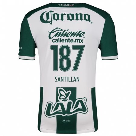 Kandiny Niño Camiseta Emilio Santillán #187 Verde Blanco 1ª Equipación 2024/25 La Camisa Chile