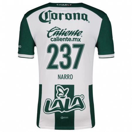 Kandiny Niño Camiseta Ernesto Narro #237 Verde Blanco 1ª Equipación 2024/25 La Camisa Chile