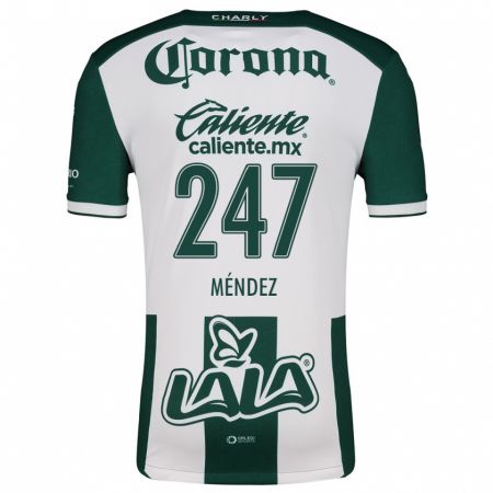 Kandiny Niño Camiseta Owen Méndez #247 Verde Blanco 1ª Equipación 2024/25 La Camisa Chile